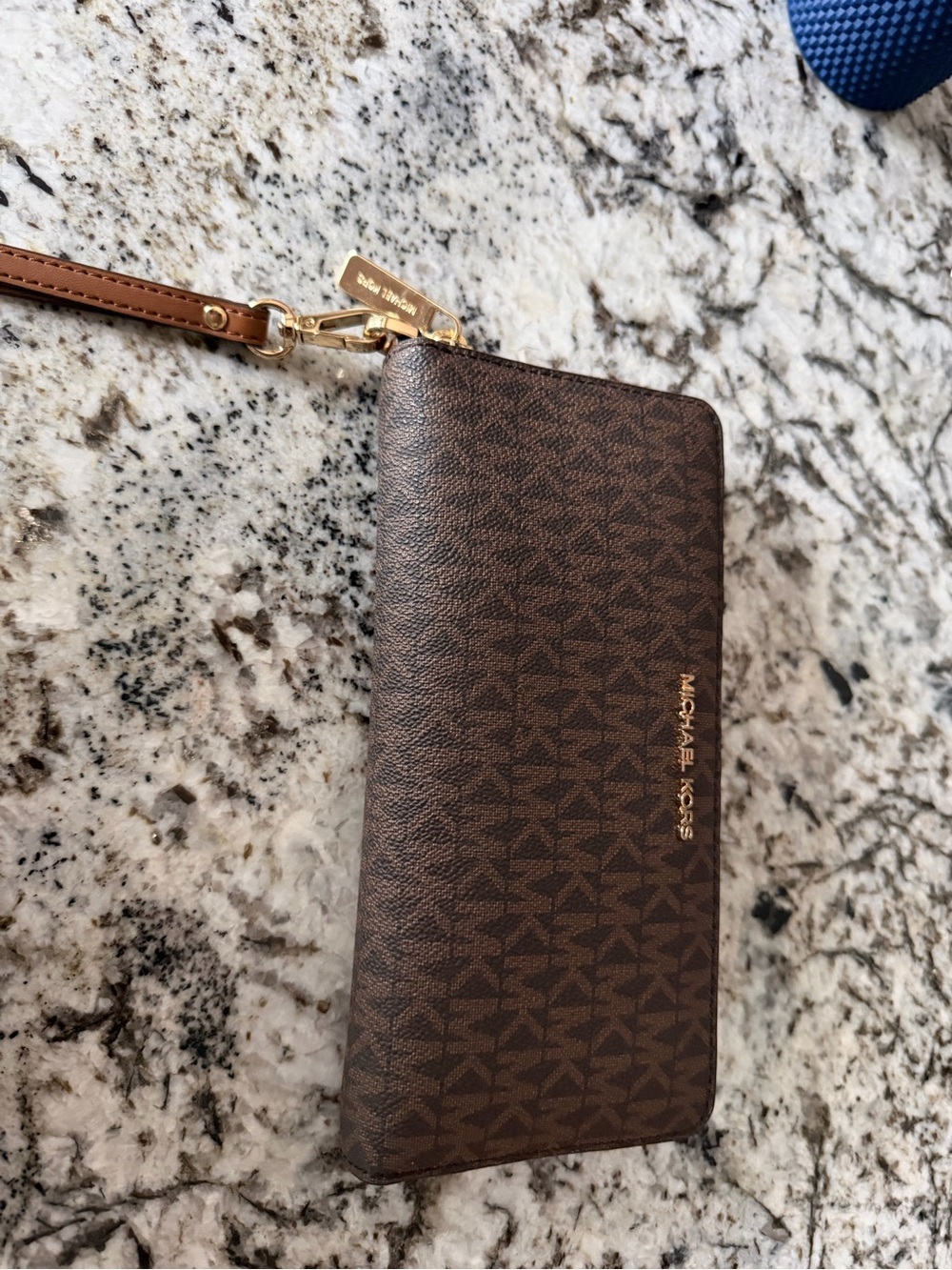 Michael Kors Brown Signature Zip Wristlet